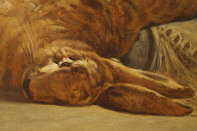 Deux tableaux de Léopold Durangel : lièvre et faisan