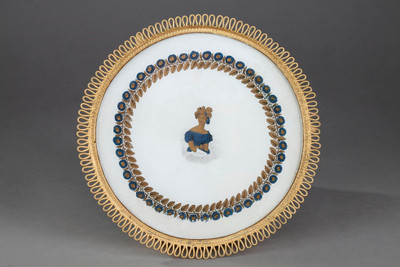 Plateau en verre églomisé