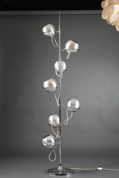 LAMPADAIRE 1960/1970 A SEPT LUMIERES, MODELE D'ÉTIENNE FERMIGIER