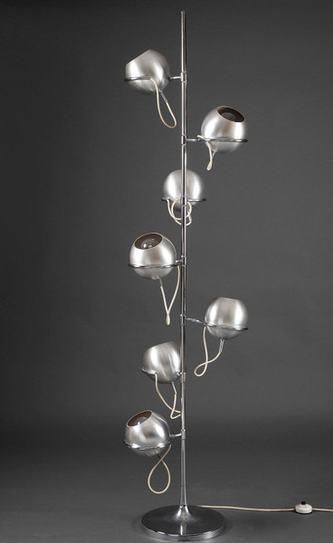LAMPADAIRE 1960/1970 A SEPT LUMIERES, MODELE D'ÉTIENNE FERMIGIER