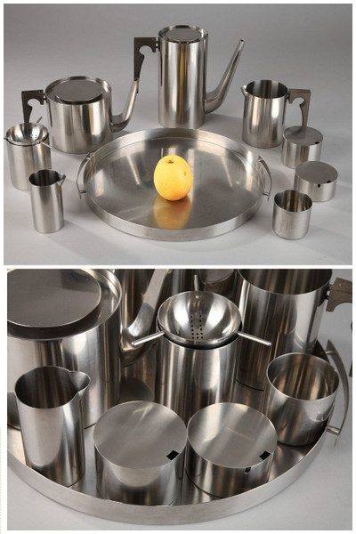 STEEL COFFEE AND TEA SERVICE - ARNE JACOBSEN FOR STELTON - Galerie