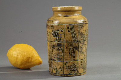 VASE CYLINDRIQUE EN CERAMIQUE EMAILLEE DE JACQUES BLIN (1920-1995)