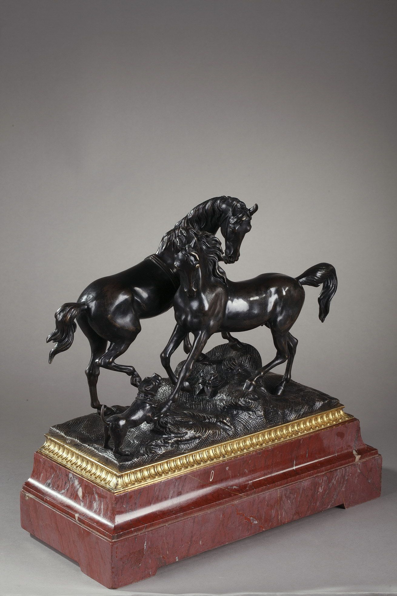 Bronze animalier "L'accolade", XIXe siècle
