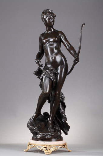 Bronze sculpture of Diana the Huntress, signed Mathurin Moreau