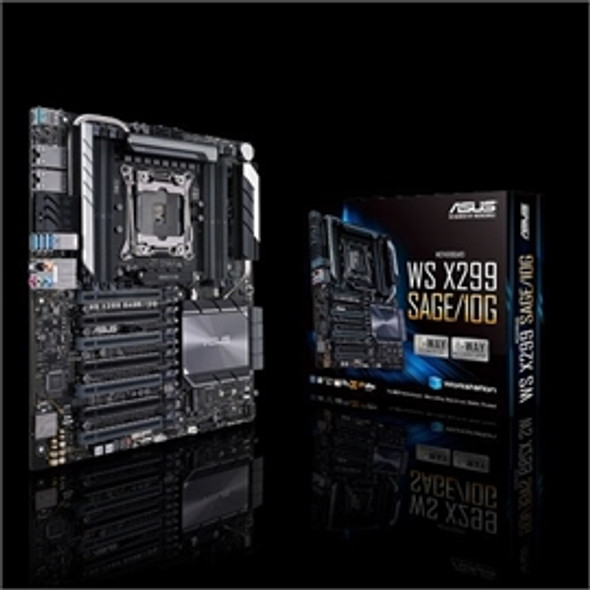 Asus Motherboard WS X299 SAGE/10G 8DIMM 128GB DDR4 Intel LGA 2066 CEB motherboard with quad-GPU support DDR4 4200MHz Dual Intel 10G LANs M.2 U.2 USB 3.1 Gen 2 connectors and ASUS Control Center