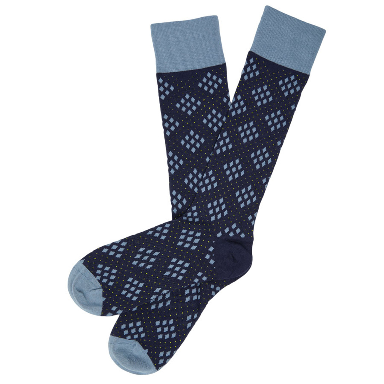 Argyle Slate Blue Dress Socks, Cotton Socks