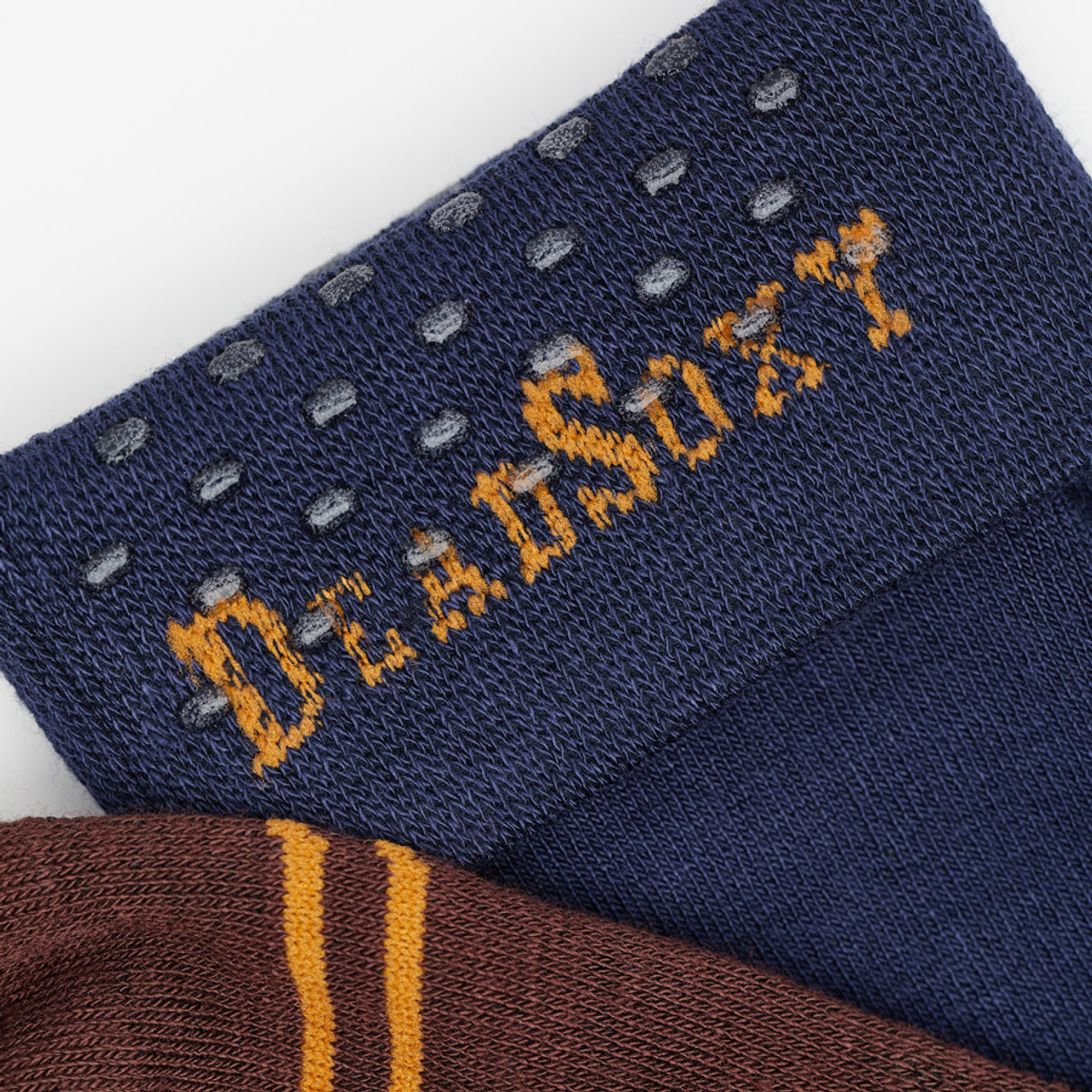 Navy Blue and Brown Socks with Numbers | Super-Soft Bamboo Yarn