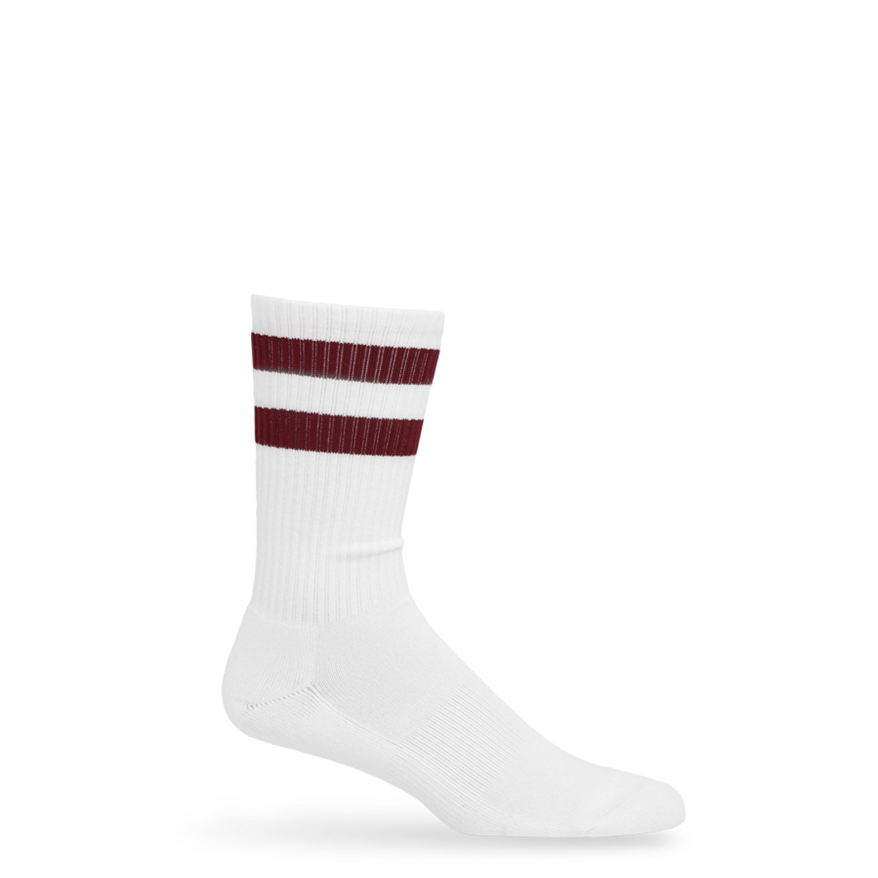 Maroon Retro Athletic Casual Socks, Uber-Soft Premium Yarn