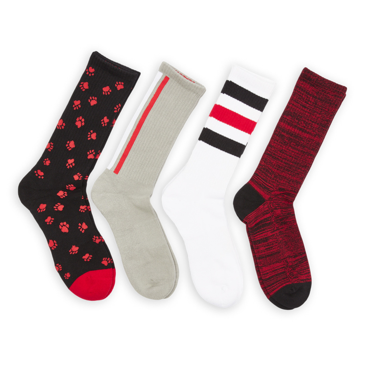 Red / Black Casual Socks 4 Pack