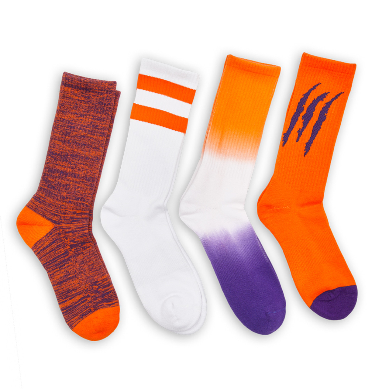 Purple and Orange Socks, 4 Pack Casual Sock Bundle