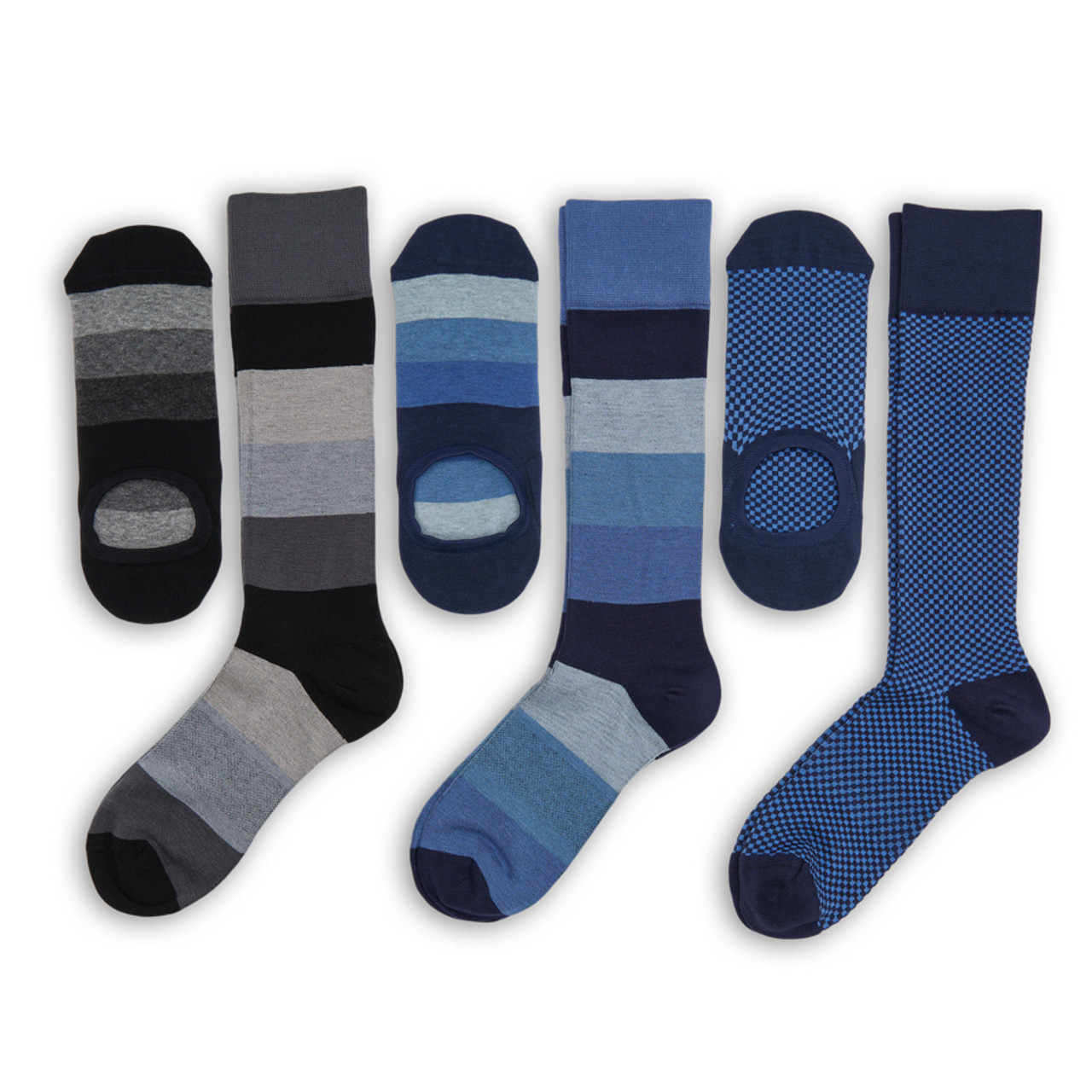 Mix-N-Match Sock 6-Pack, Diverse Dress and No-Show Styles