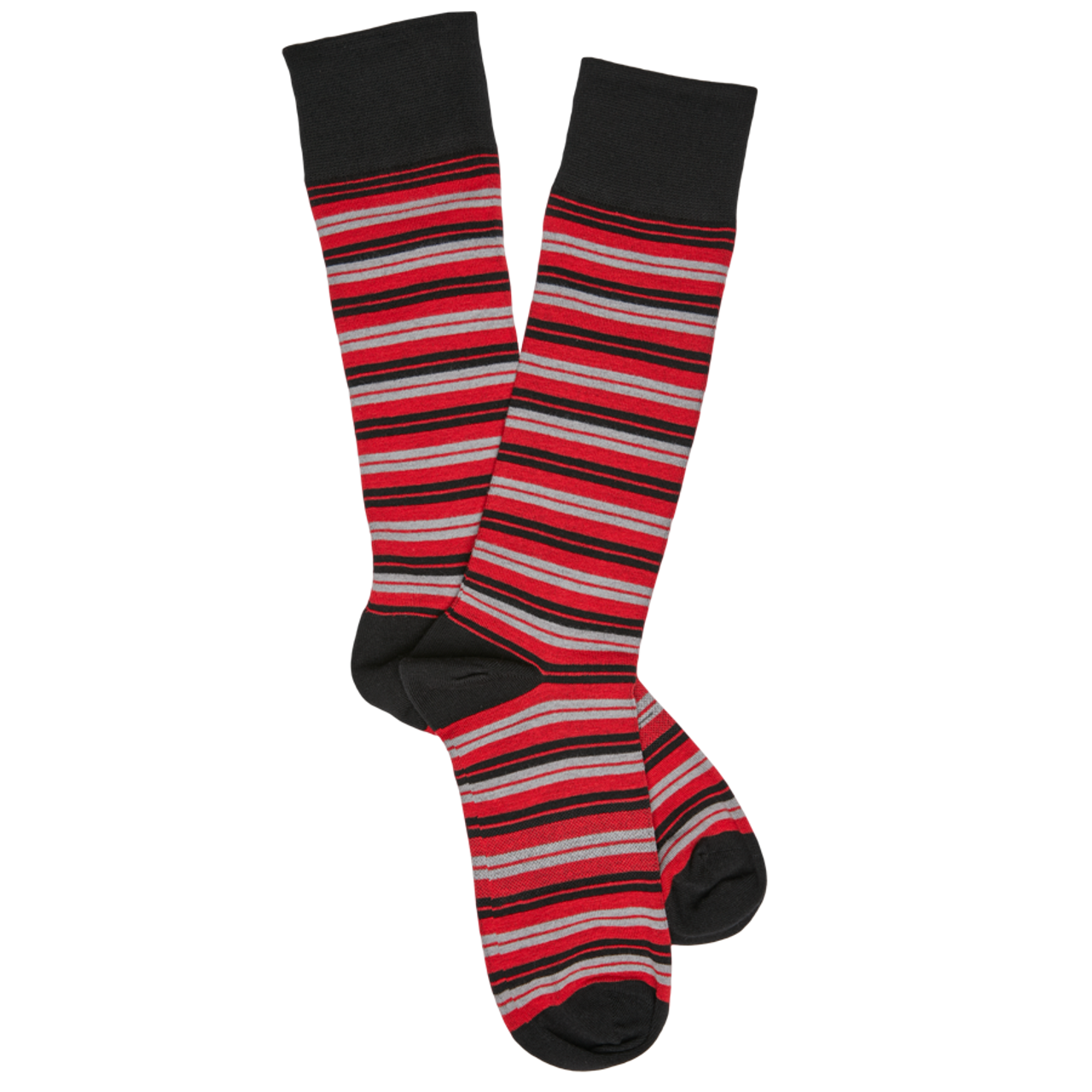 Black With Red Wide Back Seam Ankle High Socks