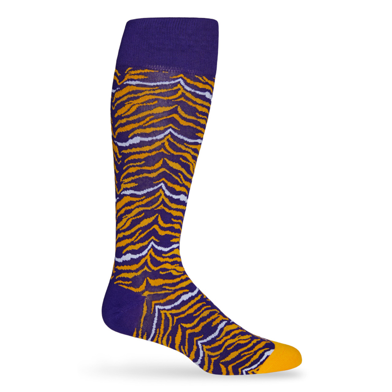 Purple and Gold Tiger Stripe Dress Socks