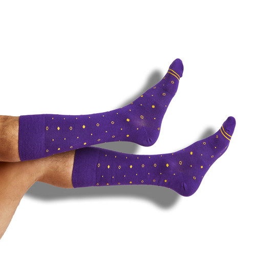 Purple and Gold Tiger Stripe Dress Socks