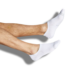 White no show invisible socks with light grey double stripe on the toe White no show invisible socks with light grey double stripe on the toe