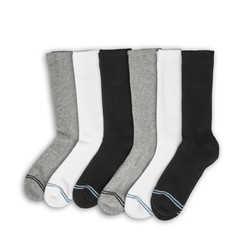 6 pairs of premium DeadSoxy casual crew socks with 2 accent stripes across toes. 6 pairs of premium DeadSoxy casual crew socks with 2 accent stripes across toes.