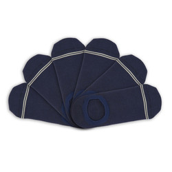 3 navy no show socks laying flat in V pattern with two thin light blue stripes over toes 3 navy no show socks laying flat in V pattern with two thin light blue stripes over toes