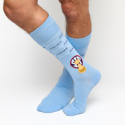 Powder SIP dress socks with the Egg Bowl trophy on the ankle. Powder SIP dress socks with the Egg Bowl trophy on the ankle.
