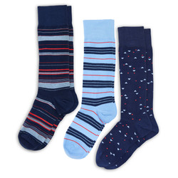 Oxford Dress Sock 3 pack navy and powder blue stripe and chicklet design Oxford Dress Sock 3 pack navy and powder blue stripe and chicklet design