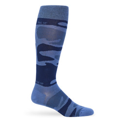 Blue camo dress socks with The Sip embedded in the design. Blue camo dress socks with The Sip embedded in the design.