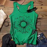 Casual Round Neck Narrow Edge Top Loose Sports Pattern Digital Printing Vest