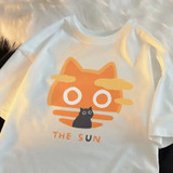 Summer Fan Cat And Women Pure Cotton T-Shirt For Me