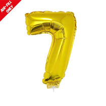Balloon on Stick - 16" Gold Number 7