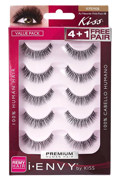 Kiss i ENVY Value Pack Human Hair Eyelashes-Au Naturale 08, KPEM08