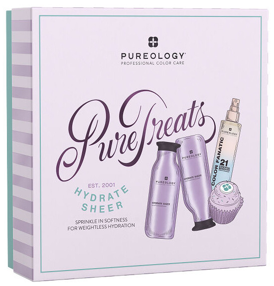 PUREOLOGY Hydrate Sheer Holiday Kit – Lightweight Shampoo, Conditioner & Leave-In
