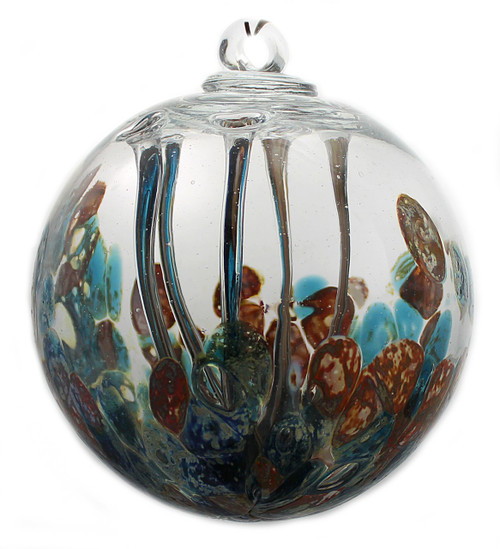 Medusa Spirit Ball Silver Nitrate Sea Green / Burnt Orange 6 Inch