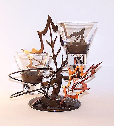 Autumn Maple Leaf Candle Holder Double