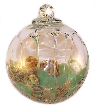 Medusa Spirit Ball, Silver Nitrate Pale Green & Old Gold 6 Inch