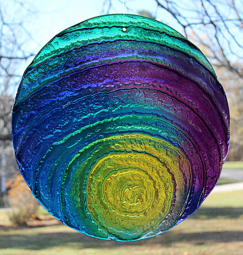Multicolor Water Glass Sun Disk  "Pebble Drop"