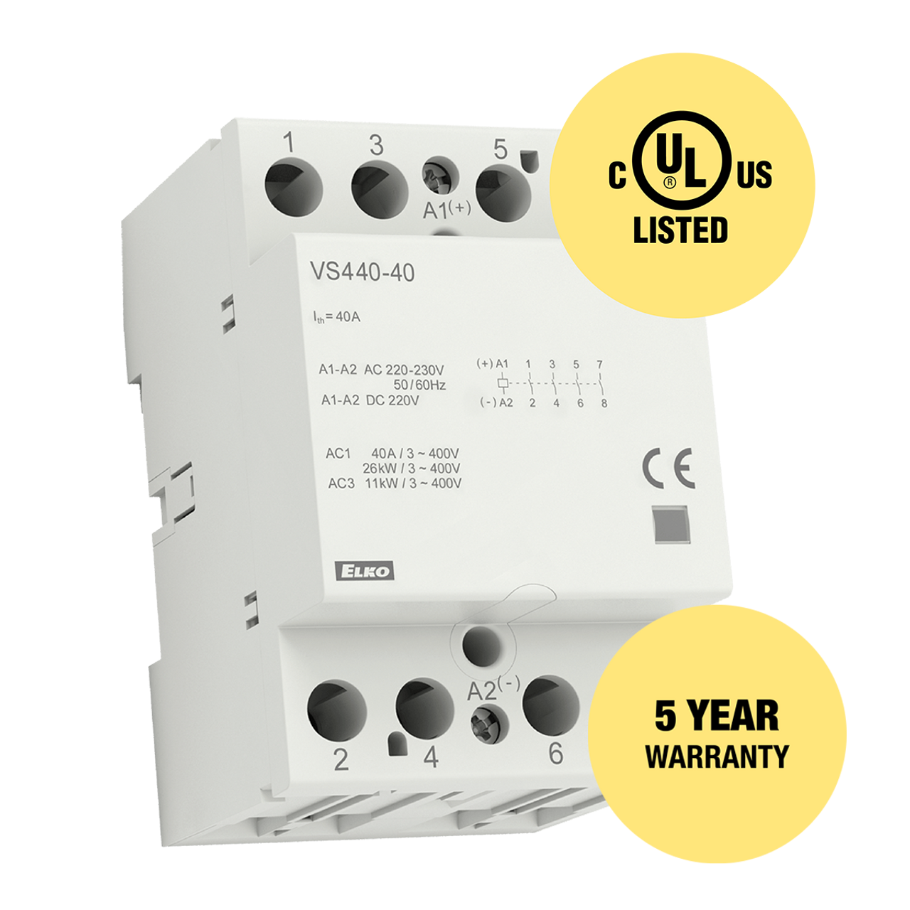 ELKP VS440-22UL 230V AC/DC Power Contactor ELKP VS440-22UL 230V AC/DC Power Contactor