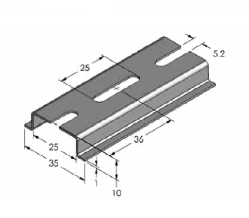 Custom Connector C-111-2PM-B Pre-Punched Din Rails
