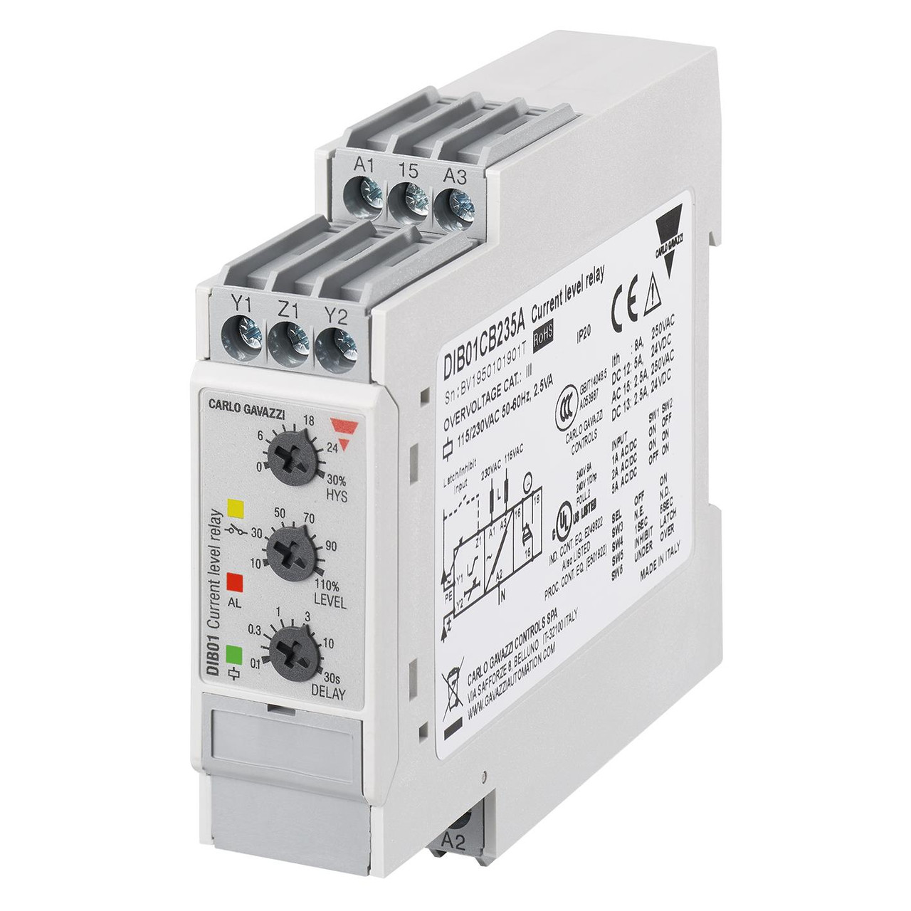 Carlo Gavazzi DIB01CB23500MA Current Monitor Relay