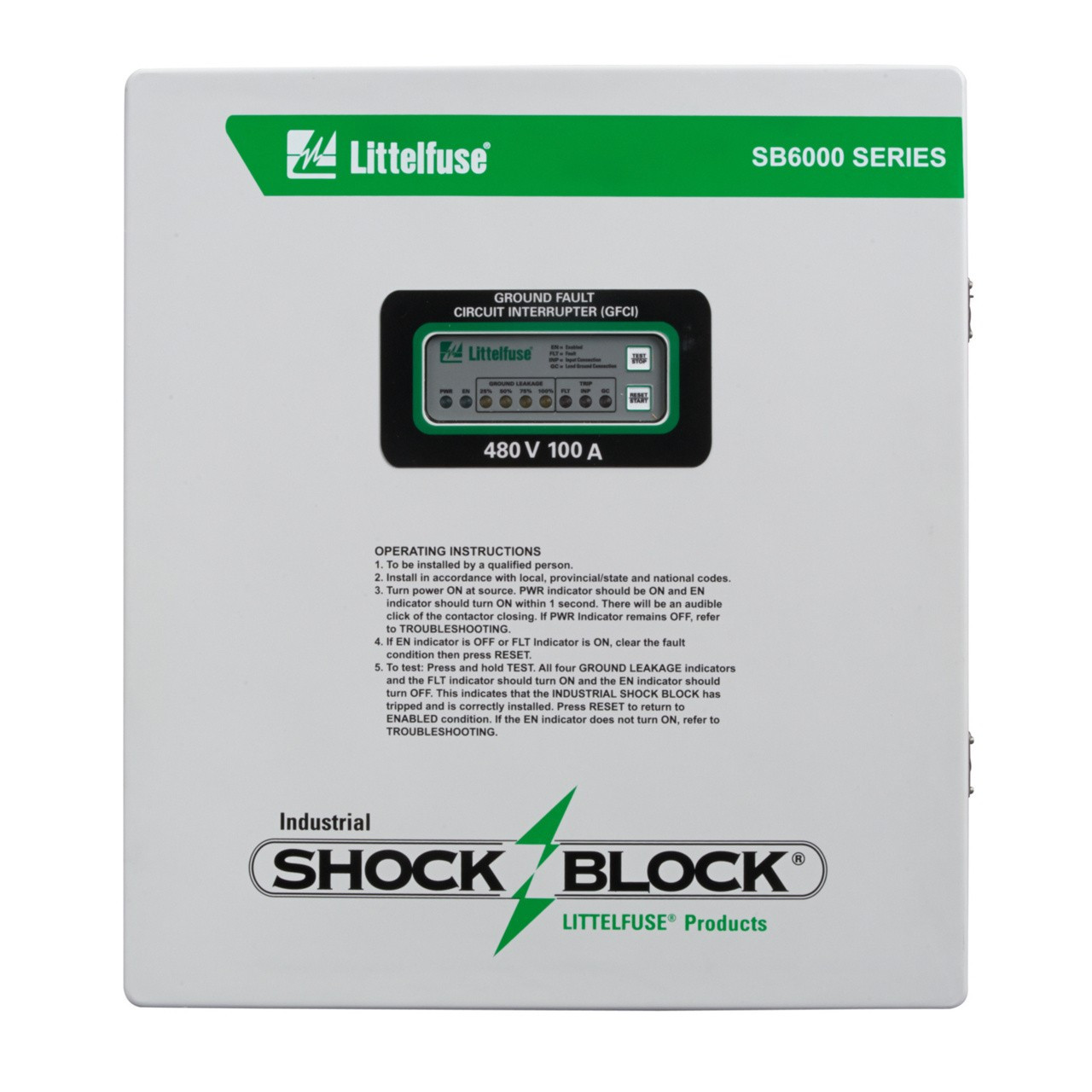 Littelfuse Startco SB6100-101-0 Shock Block GFCI (front view)