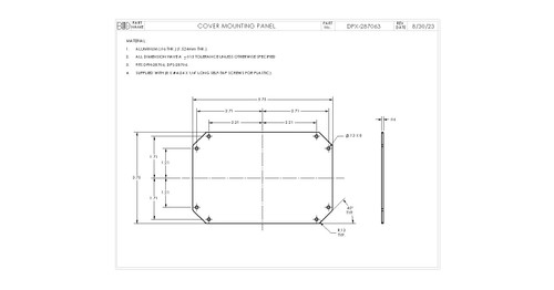 BUD Industries DPX-287063 Cover/Top of Box Mounting Panel