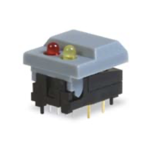 E-Switch 5511MBLKYELRED Pushbutton Switch