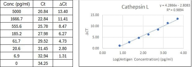 NexaTag<sup>®</sup> Human Cathepsin L qIPCR ELISA Kit Standard Curve