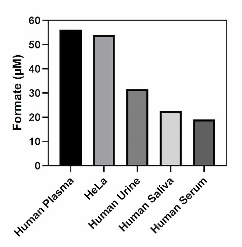 Formate level in different sample types.
