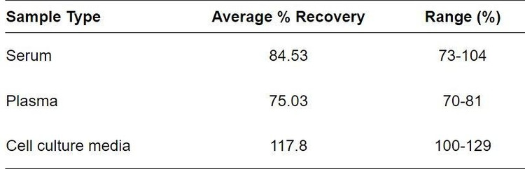 Mouse CD38 ELISA kit Spiking and Recovery Results