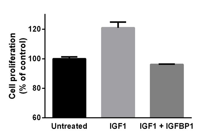 Measured in a cell proliferation assay using TF-1 human erythroleukemic cells. Recombinant human IGFBP1 can inhibit the biological activity of IGF1.