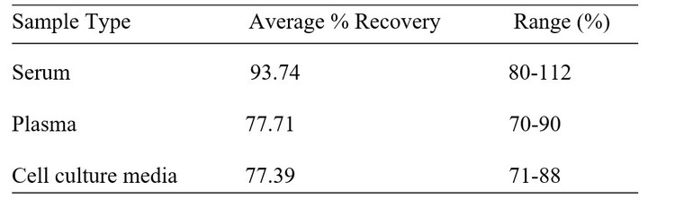 Human UBE2M ELISA Kit Spiking and Recovery Results