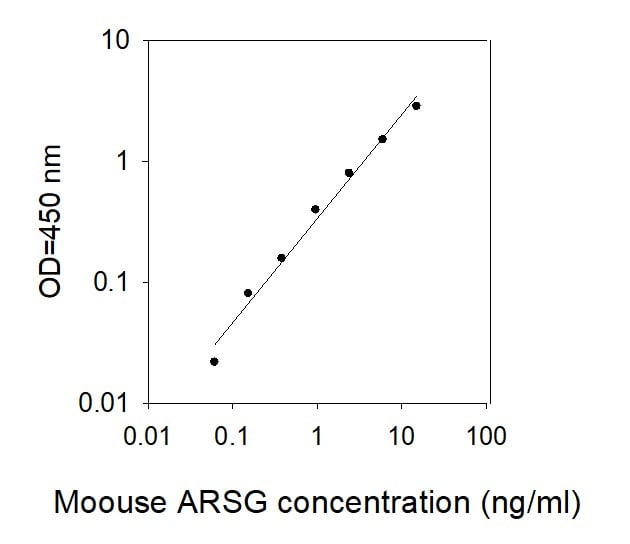 Mouse ARSG ELISA kit Standard Curve