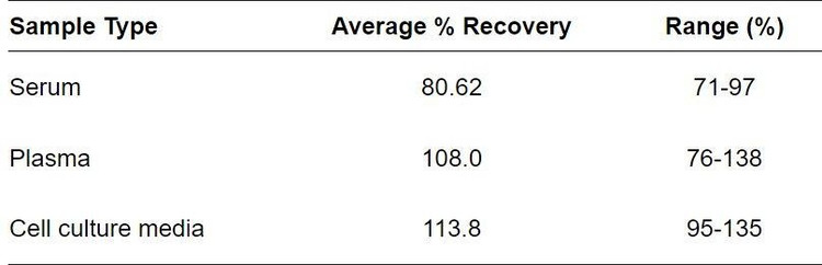 Human Frizzled-8 ELISA kit Spiking and Recovery Results