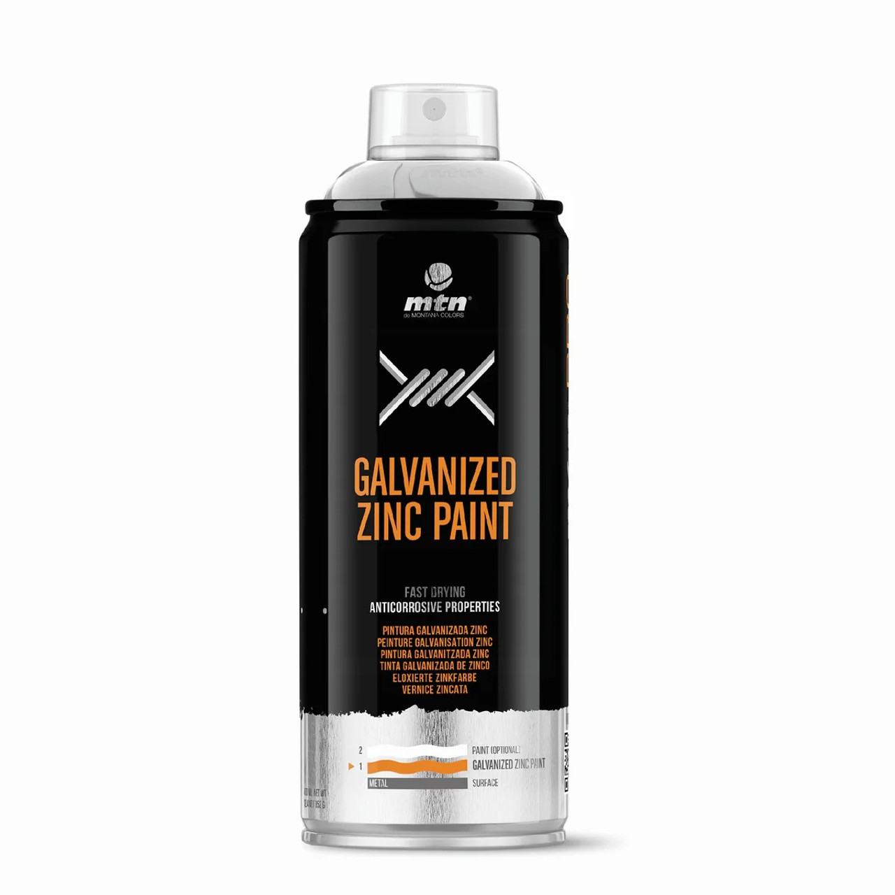 Montana PRO Spray Paint - Galvanized Zinc Paint 400ml - Light Zinc
