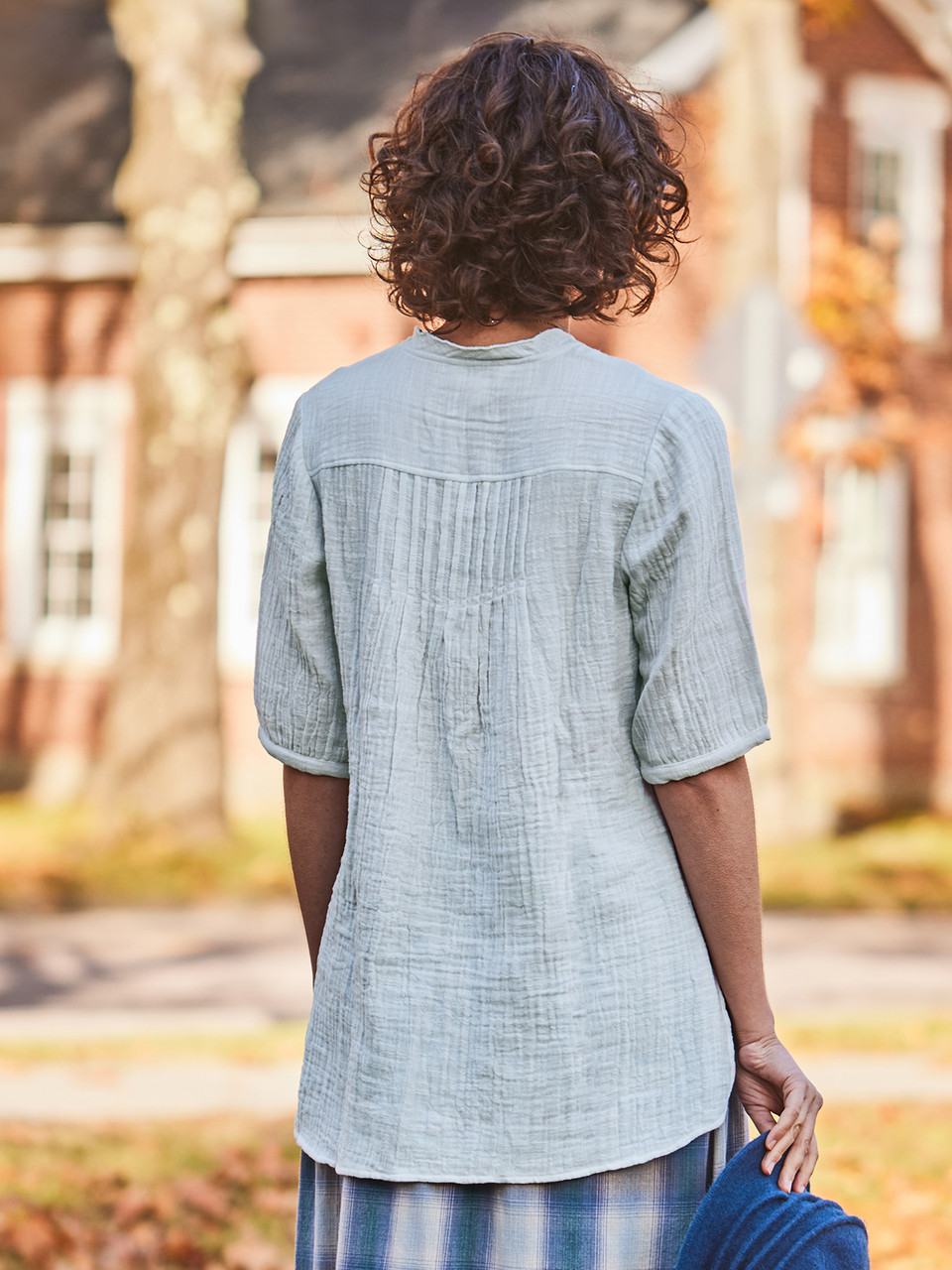grey ruffle blouse
