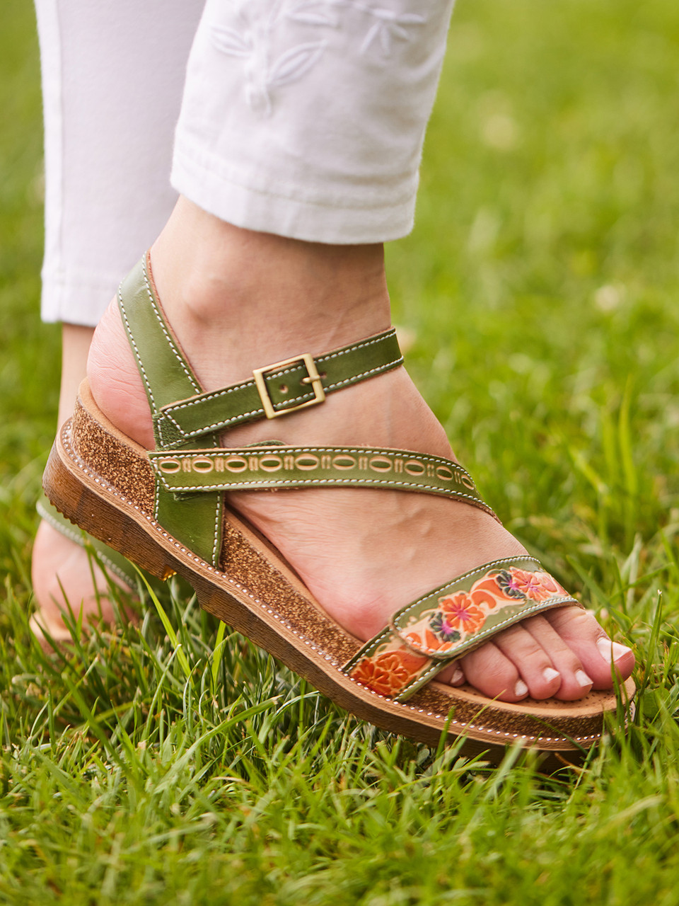 Dialog Sandal - Green | Shop Beautiful Designs by April Cornell
