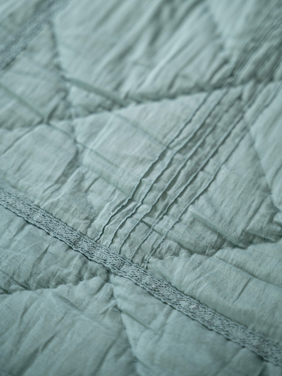 Pretty Pintuck Quilt - Slate Blue | Shop Beautiful Designs by